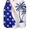 Robe de fête de l'indépendance à motif de drapeau américain et de cocotiers, bretelles spaghetti, col en V, coupe trapèze, mini-robe débardeur patriotique - Bleu XXXXXL | US 20