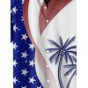 Chemise patriotique à manches courtes et boutons pour homme, motif cocotier, drapeau américain, jour de l'indépendance - Bleu 5XL