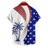 Chemise patriotique à manches courtes et boutons pour homme, motif cocotier, drapeau américain, jour de l'indépendance - Bleu 5XL