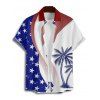 Chemise patriotique à manches courtes et boutons pour homme, motif cocotier, drapeau américain, jour de l'indépendance - Bleu 5XL