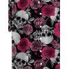 Chemise gothique à manches courtes et boutons pour homme, motif tête de mort et roses, décontractée - Noir 5XL
