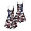 Robe gothique à motif de crânes et drapeau américain pour le jour de l'indépendance, bretelles spaghetti, col en V, coupe trapèze, mini-robe débardeur patriotique - multicolor A XXXXXL | US 20
