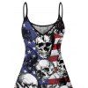 Robe gothique à motif de crânes et drapeau américain pour le jour de l'indépendance, bretelles spaghetti, col en V, coupe trapèze, mini-robe débardeur patriotique - multicolor A XXXXXL | US 20