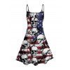 Robe gothique à motif de crânes et drapeau américain pour le jour de l'indépendance, bretelles spaghetti, col en V, coupe trapèze, mini-robe débardeur patriotique - multicolor A XXXXXL | US 20
