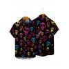 Chemise gothique à manches courtes et boutons pour homme, motif tête de mort coloré, style vacances - Noir 5XL
