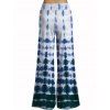 Pantalon large tie-dye taille haute et large, pantalon long décontracté - Bleu profond L | US 8-10