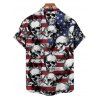 Chemise gothique à manches courtes et boutons pour homme, motif drapeau américain et crânes, style patriotique, jour de l'indépendance - Noir 5XL
