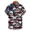 Chemise gothique à manches courtes et boutons pour homme, motif drapeau américain et crânes, style patriotique, jour de l'indépendance - Noir 5XL