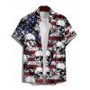 Chemise gothique à manches courtes et boutons pour homme, motif drapeau américain et crânes, style patriotique, jour de l'indépendance - Noir 5XL