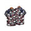 Chemise gothique à manches courtes et boutons pour homme, motif drapeau américain et crânes, style patriotique, jour de l'indépendance - Noir 5XL