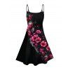 Gothic Couple Outfit Floral Pattern Spaghetti Strap Tank Dress and Button Up Shirt Vacation Matching Outfit - Noir S | US 4