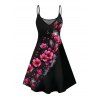 Gothic Couple Outfit Floral Pattern Spaghetti Strap Tank Dress and Button Up Shirt Vacation Matching Outfit - Noir S | US 4