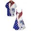 Independence Day Couple Outfit Coconut Tree American Flag Elements Pattern Spaghetti Strap Tank Dress and Button Up Shirt Patriotic Matching Outfit - Bleu S | US 4