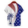 Independence Day Couple Outfit Coconut Tree American Flag Elements Pattern Spaghetti Strap Tank Dress and Button Up Shirt Patriotic Matching Outfit - Bleu S | US 4