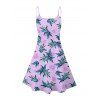 Hawaii Couple Outfit Tropical Plant Print Spaghetti Strap Dress Cinched Tankini Swimsuit and Roll Up Sleeve Shirt Drawstring Shorts Beach Matching Outfit - Violet clair S | US 4