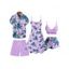 Hawaii Couple Outfit Tropical Plant Print Spaghetti Strap Dress Cinched Tankini Swimsuit and Roll Up Sleeve Shirt Drawstring Shorts Beach Matching Outfit - Blanc S | US 4