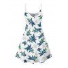 Hawaii Couple Outfit Tropical Plant Print Spaghetti Strap Dress Cinched Tankini Swimsuit and Roll Up Sleeve Shirt Drawstring Shorts Beach Matching Outfit - Blanc S | US 4