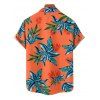 Hawaii Couple Outfit Tropical Plant Print Spaghetti Strap Dress Cinched Tankini Swimsuit and Roll Up Sleeve Shirt Drawstring Shorts Beach Matching Outfit - Orange S | US 4
