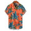 Hawaii Couple Outfit Tropical Plant Print Spaghetti Strap Dress Cinched Tankini Swimsuit and Roll Up Sleeve Shirt Drawstring Shorts Beach Matching Outfit - Orange S | US 4