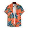 Hawaii Couple Outfit Tropical Plant Print Spaghetti Strap Dress Cinched Tankini Swimsuit and Roll Up Sleeve Shirt Drawstring Shorts Beach Matching Outfit - Orange S | US 4