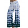 Vacation Women Outfit Tie Dye Ruffle Hem Ruched Bust Cinched Off the Shoulder Top and Wide Leg Pants Casual Two Piece Set - Bleu profond S | US 4