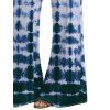 Vacation Women Outfit Tie Dye Ruffle Hem Ruched Bust Cinched Off the Shoulder Top and Wide Leg Pants Casual Two Piece Set - Bleu profond S | US 4