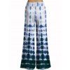 Vacation Women Outfit Tie Dye Ruffle Hem Ruched Bust Cinched Off the Shoulder Top and Wide Leg Pants Casual Two Piece Set - Bleu profond S | US 4
