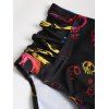 Gothic Couple Outfit Allover Colored Skulls Underwire Lattice Strap High Waisted Briefs Tankini Swimsuit and Button Up Shirt Beach Matching Outfit - Noir S | US 4