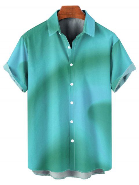 Chemise de plage ombrée pour homme, manches courtes retroussables, boutonnée, pour les vacances