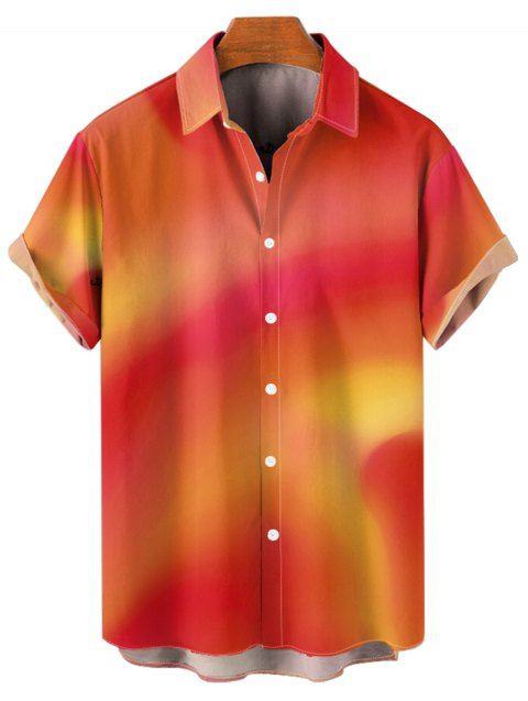 Chemise de plage ombrée pour homme, manches courtes retroussables, boutonnée, pour les vacances