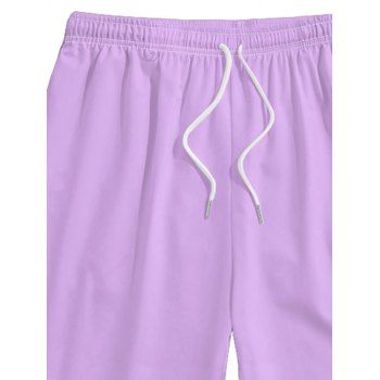 Men's Solid Drawstrings Shorts Elastic Waist Board Beach Shorts