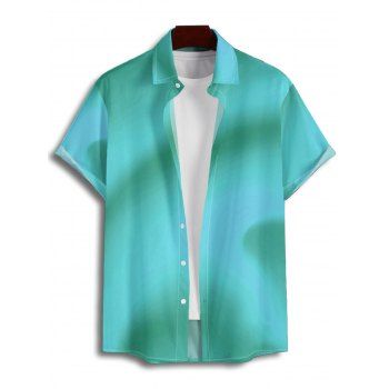 Vacation Couple Outfit Ombre Crisscross Bra and High Cut Briefs See Thru Tied Side Skirt Three Piece Bikini Swimsuit and Button Up Shirt Beach Matching Outfit