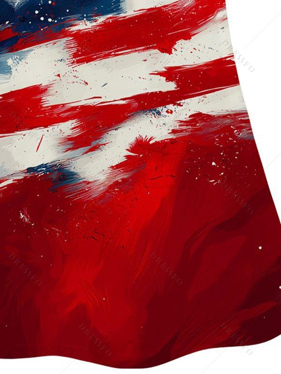 Independence Day Family Dress American Flag Pattern Spaghetti Strap Dress and Girls Dress Short Sleeve Shirt Drawstring Shorts Boys Shirt Family Set - multicolor S | US 4