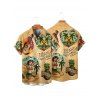 T-Shirt Manches Courtes à Col Roulé Motif Cœur et Inscription Fruit Style Vintage pour Hommes - café M