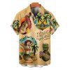 T-Shirt Manches Courtes à Col Roulé Motif Cœur et Inscription Fruit Style Vintage pour Hommes - café M