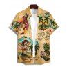 T-Shirt Manches Courtes à Col Roulé Motif Cœur et Inscription Fruit Style Vintage pour Hommes - café 2XL