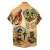 T-Shirt Manches Courtes à Col Roulé Motif Cœur et Inscription Fruit Style Vintage pour Hommes - café 2XL