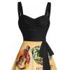 Mini Robe de Vacances Vintage Motif de Cœur Sapin et de Fruit - Noir S | US 4
