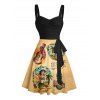 Mini Robe de Vacances Vintage Motif de Cœur Sapin et de Fruit - Noir XXXXL | US 18