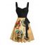 Mini Robe de Vacances Vintage Motif de Cœur Sapin et de Fruit - Noir XXXXL | US 18