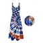 Robe longue patriotique à bretelles spaghetti et motif tourbillon tie-dye avec poches pour le jour de l'indépendance - Bleu de Minuit XXL | US 14