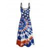 Robe longue patriotique à bretelles spaghetti et motif tourbillon tie-dye avec poches pour le jour de l'indépendance - Bleu de Minuit XXL | US 14