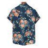 Chemise de plage à manches courtes et boutons pour homme, motif floral tropical et feuilles - Vert profond 5XL