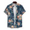 Vacation Couple Outfit Tropical Floral Leaf Pattern Beach Halter Ruched Open Back One-piece Swimsuit and Button Up Shirt Beach Matching Outfit - Blanc S | US 4