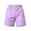 Short de plage uni à cordon de serrage et taille élastique pour homme - Violet clair 5XL