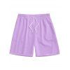 Short de plage uni à cordon de serrage et taille élastique pour homme - Violet clair 5XL