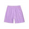Short de plage uni à cordon de serrage et taille élastique pour homme - Violet clair 5XL