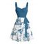 Robe de plage à motif contrasté, ancre de voile, étoiles de mer, crânes, éléments océaniques, buste froncé, col en cœur, ceinture, robe de vacances trapèze mini - Vert profond L | US 8-10