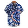 Chemise homme à manches courtes et boutons, motif tourbillonnant, motif drapeau américain, motif tie-dye, pour le jour de l'indépendance - Bleu de Minuit 5XL