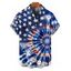 Chemise homme à manches courtes et boutons, motif tourbillonnant, motif drapeau américain, motif tie-dye, pour le jour de l'indépendance - Bleu de Minuit 5XL